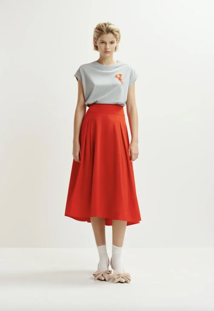 Pleated midi skirt