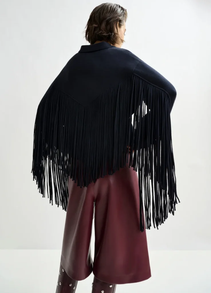 knitted jacket with fringe details