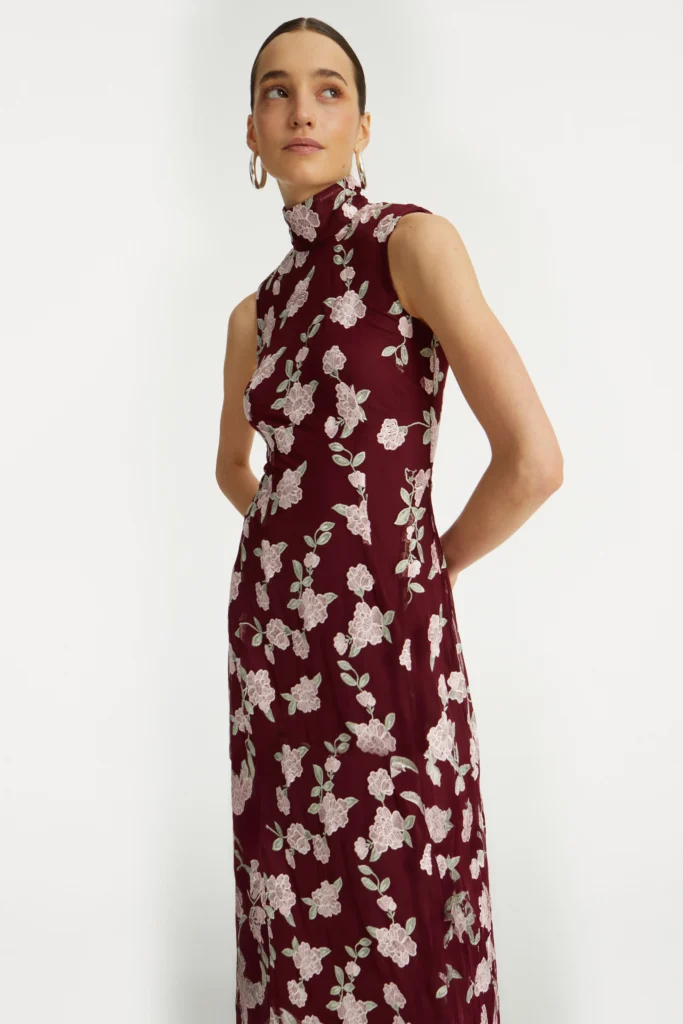 DRESS BORDEAUX FLOWER