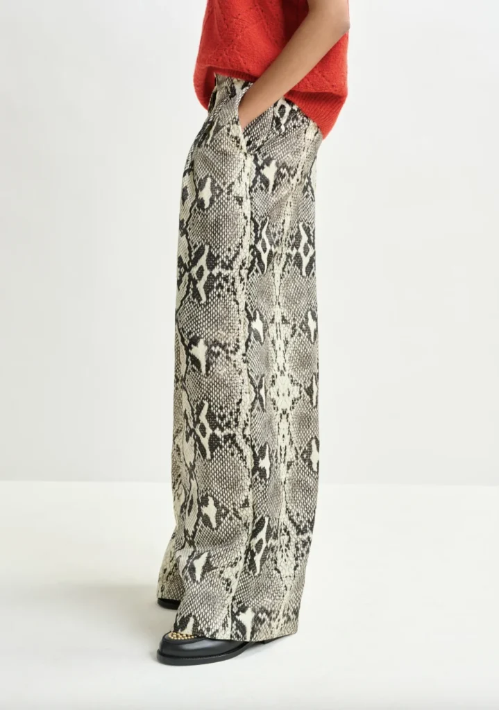 snakeprint wide-leg pants