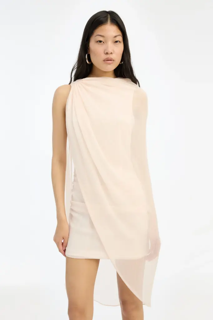CHIFFON MINI CAPE DRESS